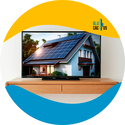 BluCactus Colombia - televisor pantalla plana mostrando pelicula - fábricas de placas solares